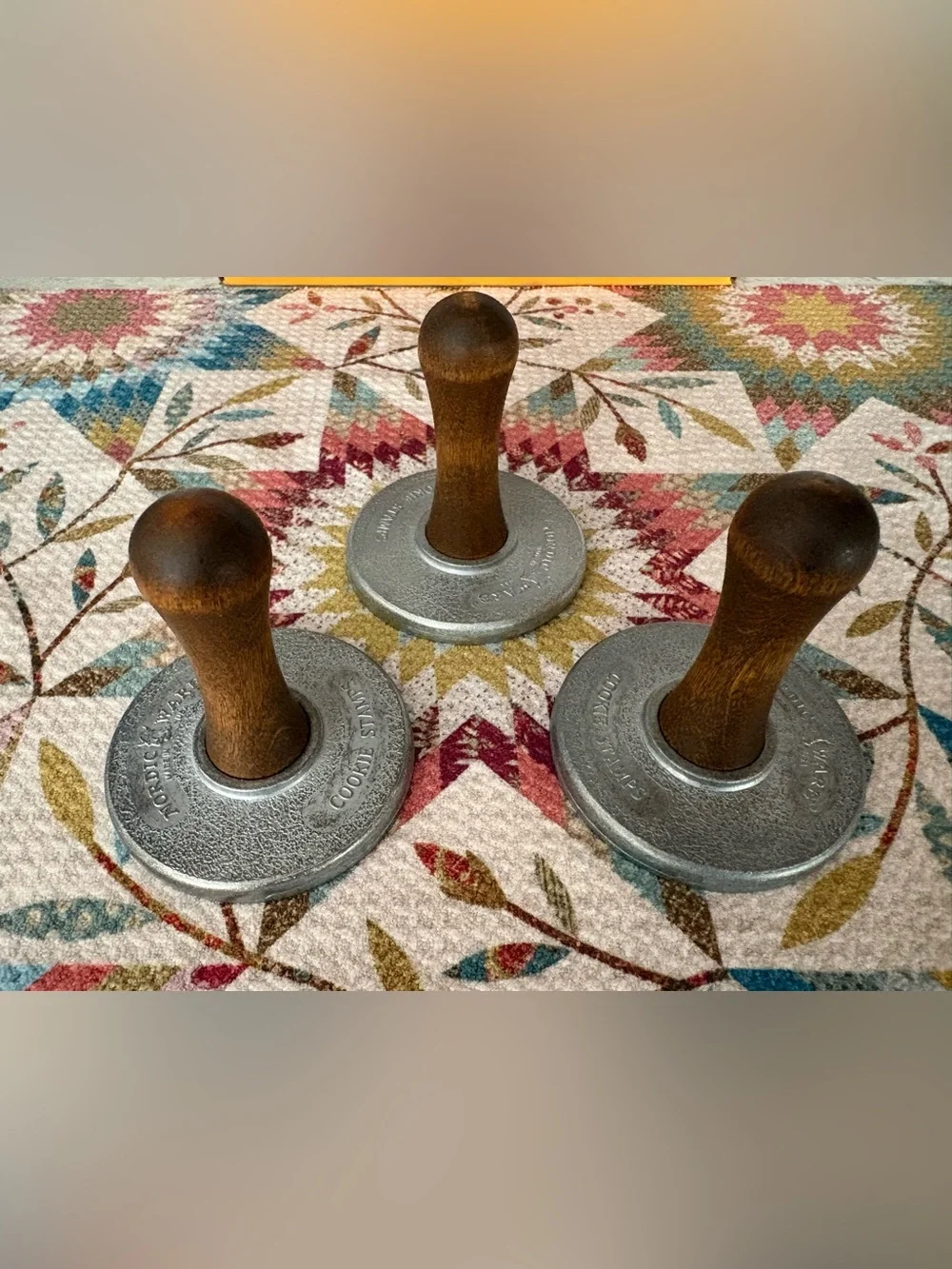 Nordicware  3 Cookie Stamps - Honeycomb,Bee & Flower/Aluminum Cast, Wood Handles